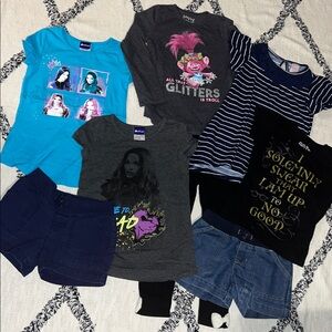 Girls 6-6X Clothing Bundle Graphic Tops Shorts Tunic Top Leggings and Shorts